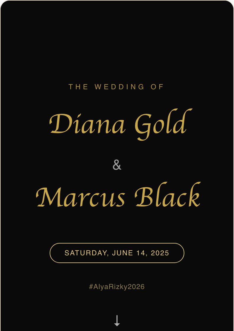 Black & Gold wedding invitation preview