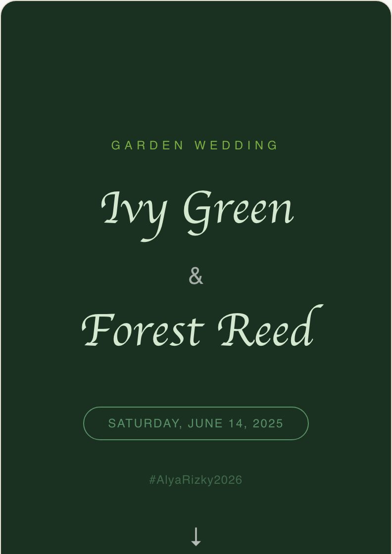 Botanical Green wedding invitation preview