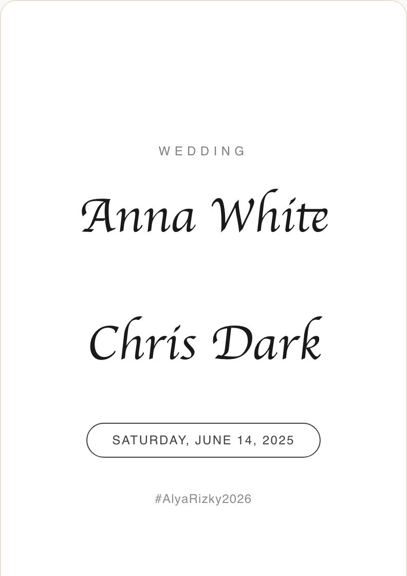 Contemporary White wedding invitation preview