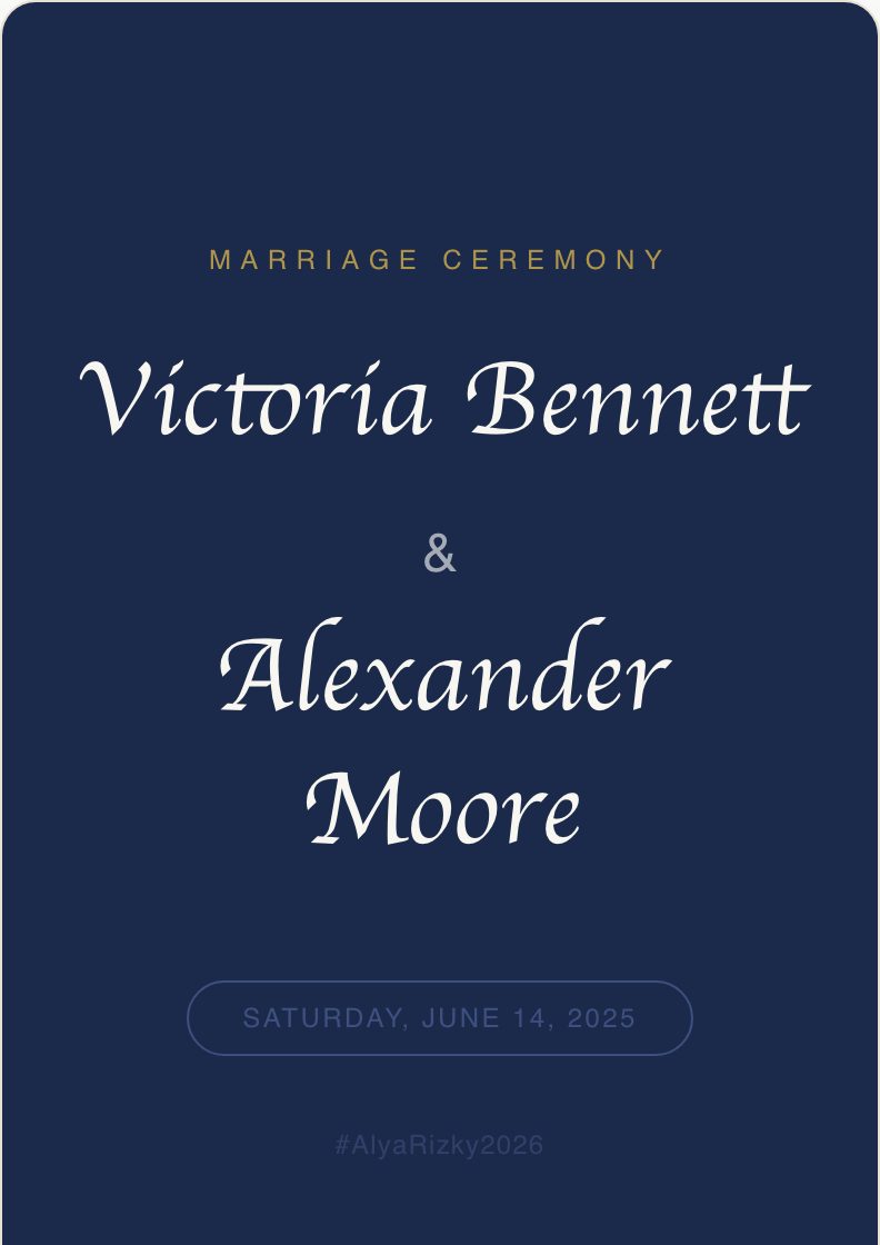 Navy Classic wedding invitation preview