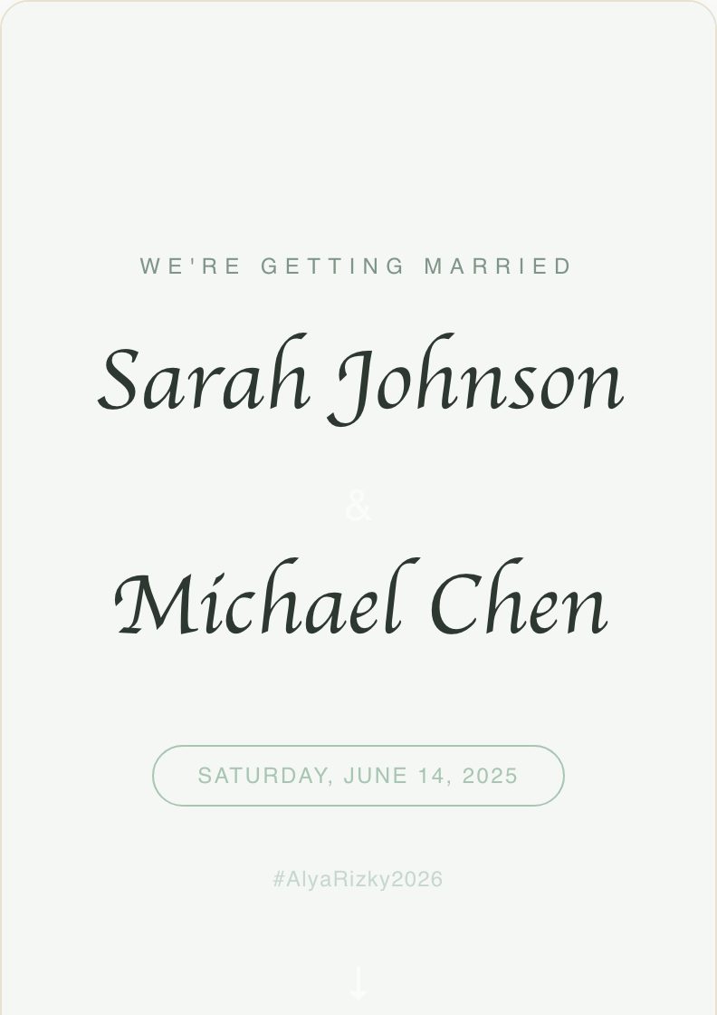 Sage Minimal wedding invitation preview
