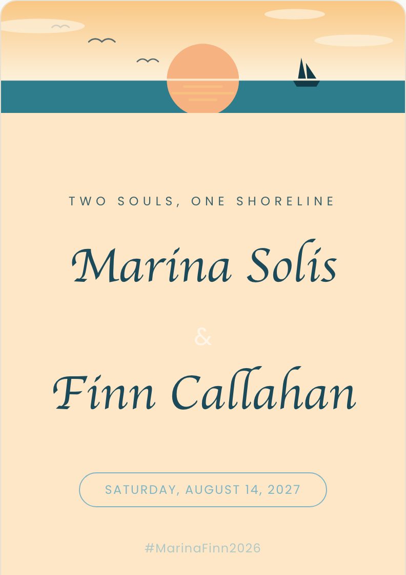 Shoreline wedding invitation preview