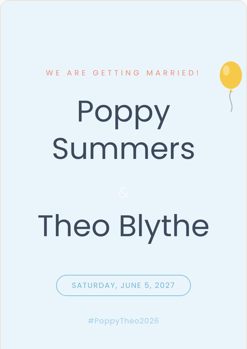 Up & Away wedding invitation preview